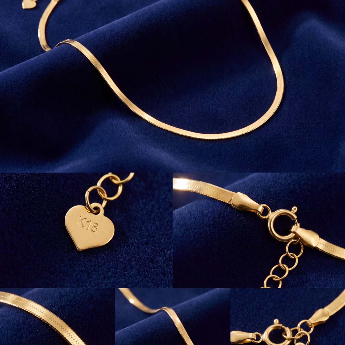 40cm Flat Herringbone Chain With Heart Charm — photograph 2