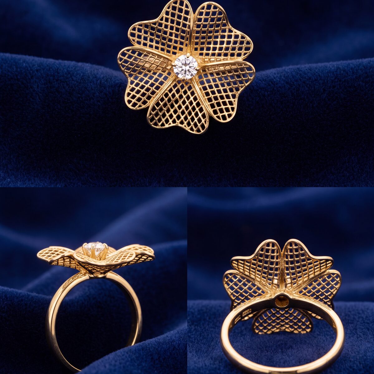 Cubic Zirconia Flower Dress Ring — photograph 1