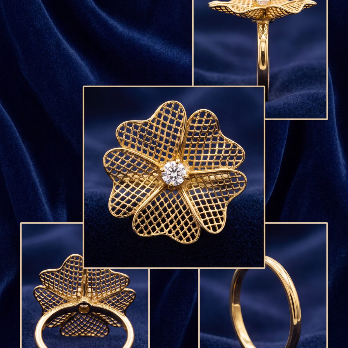 Cubic Zirconia Flower Dress Ring — photograph 2