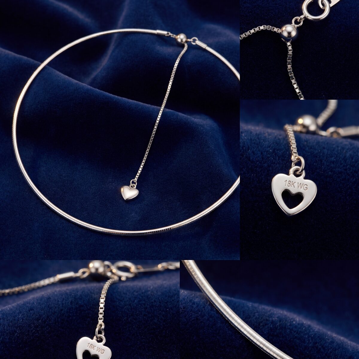 Reversible Omega Chain Heart Charm Necklace — photograph 1