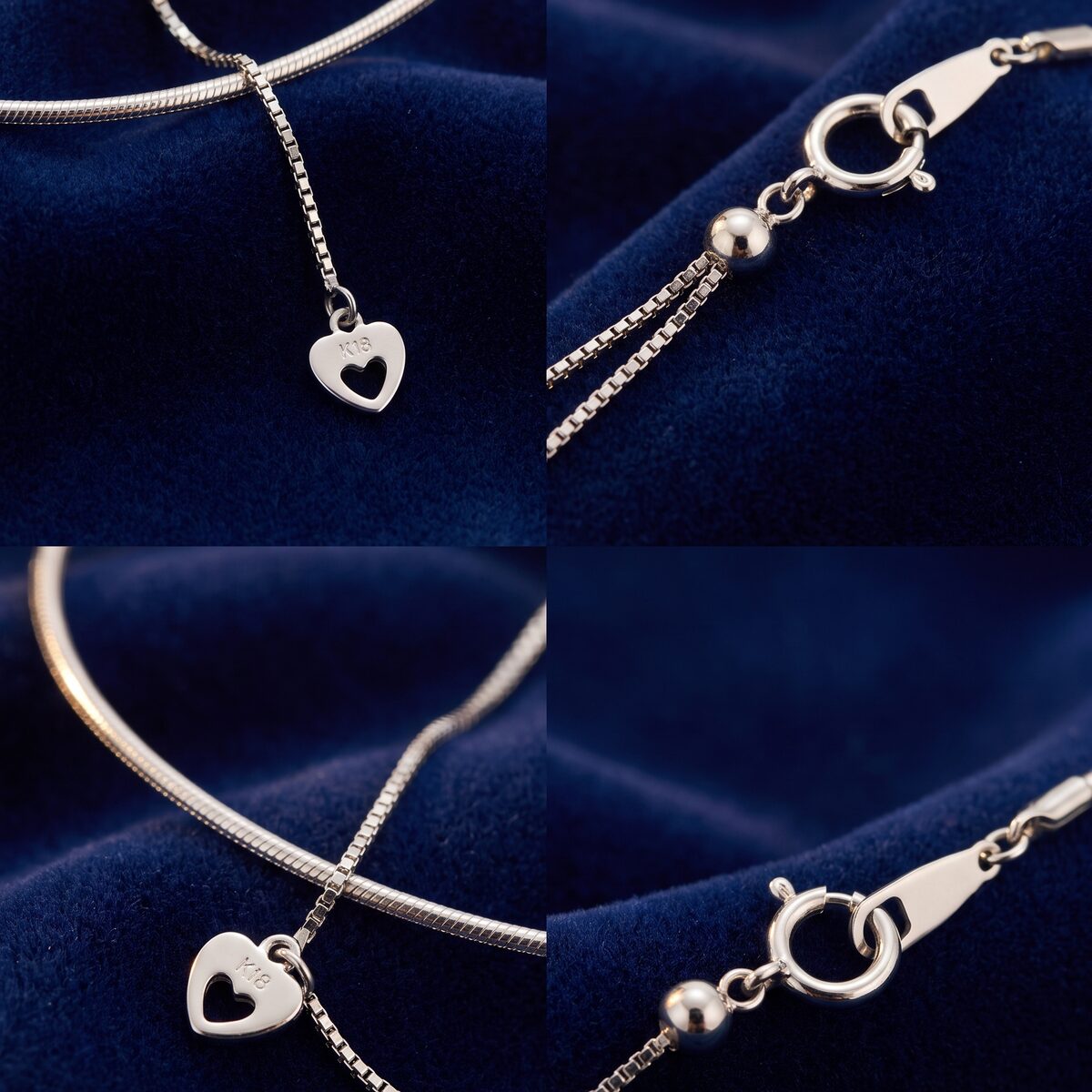 Reversible Omega Chain Heart Charm Necklace — photograph 2