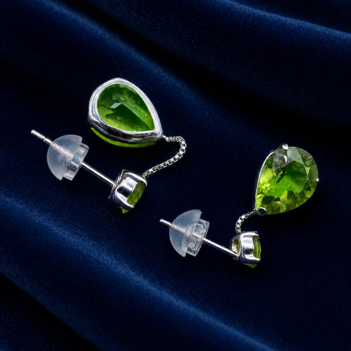 Peridot Drop Stud Earrings — photograph 1