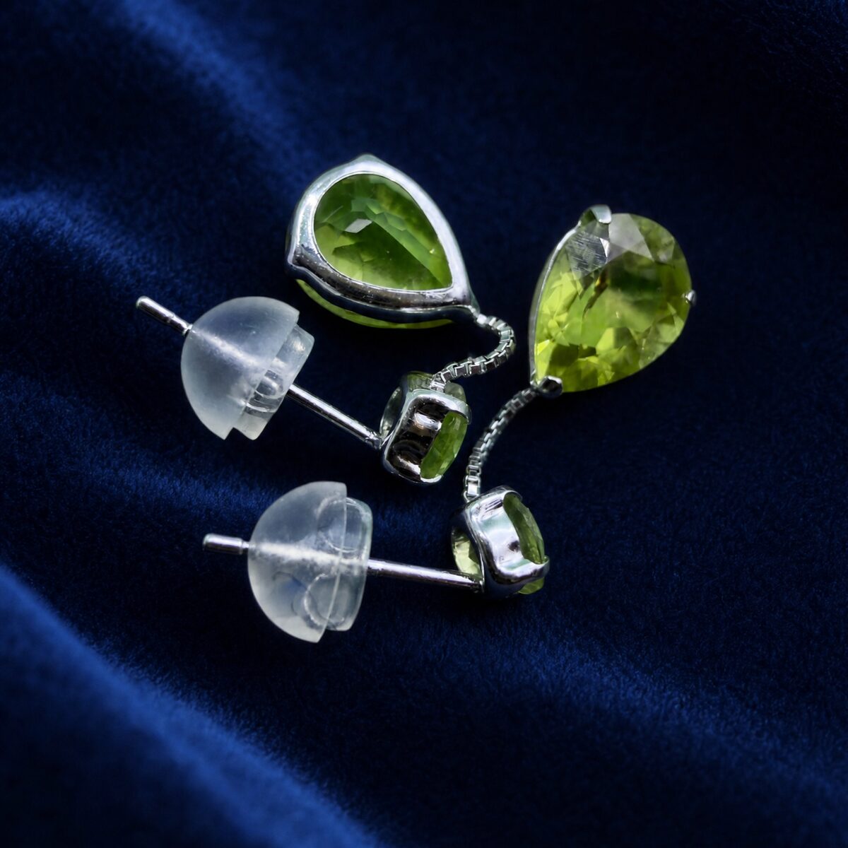 Peridot Drop Stud Earrings — photograph 2